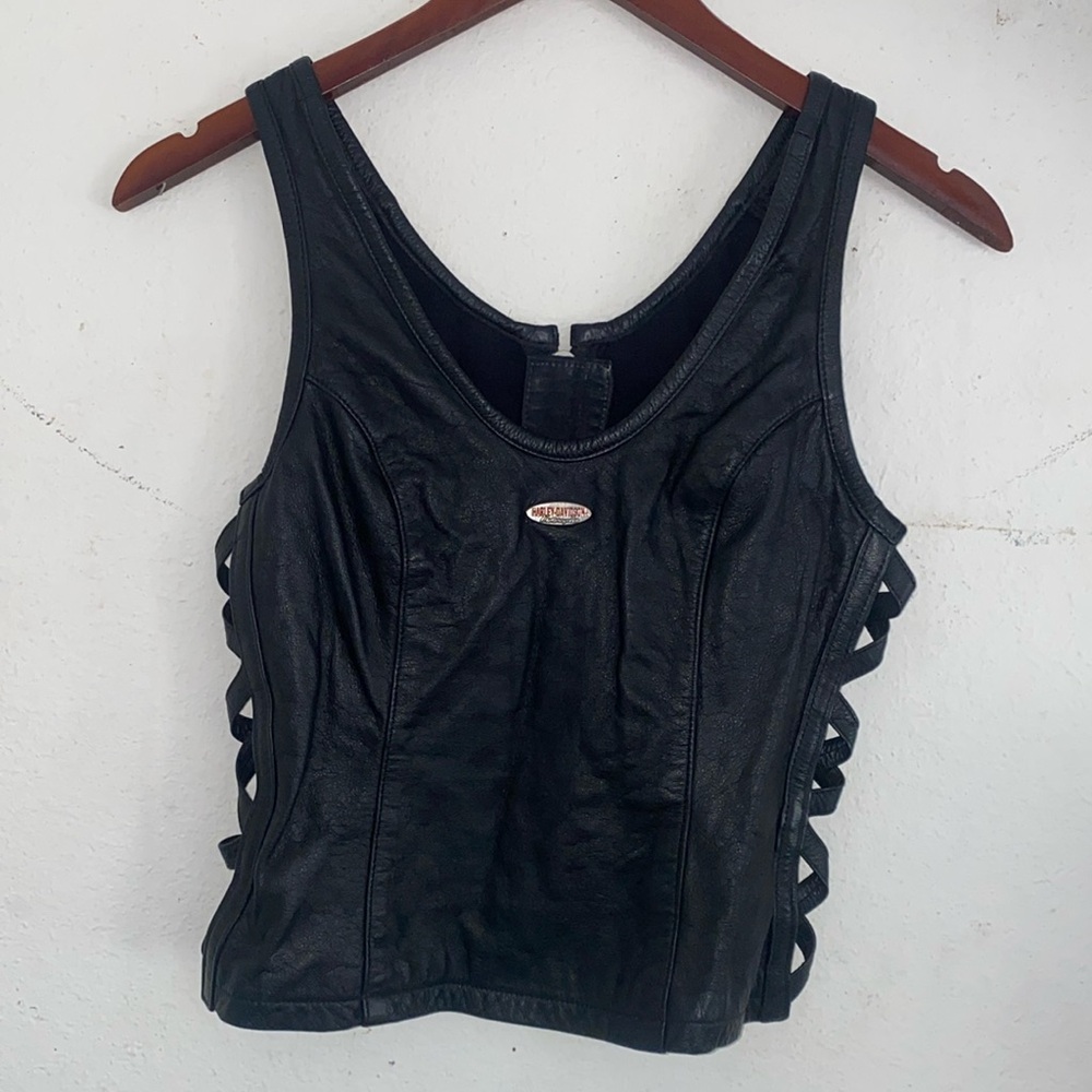 Harley Davidson leather and fabric corset top